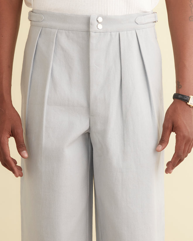 Wide Leg Snap Trousers - Light Blue MENS TROUSERS BODE New York