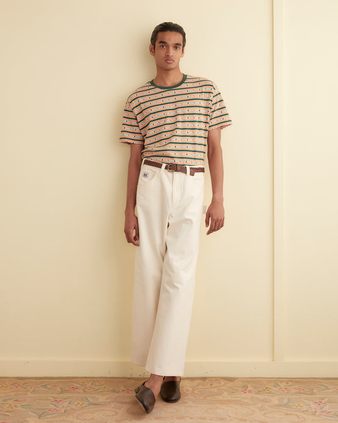 Herringbone Knolly Brook Trousers - White MENS TROUSERS BODE New York