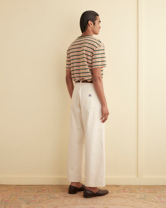 Herringbone Knolly Brook Trousers - White MENS TROUSERS BODE New York
