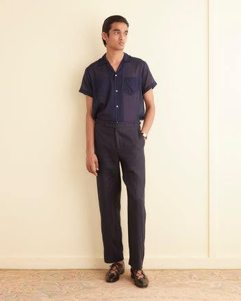 Linen Suiting Trousers - Navy