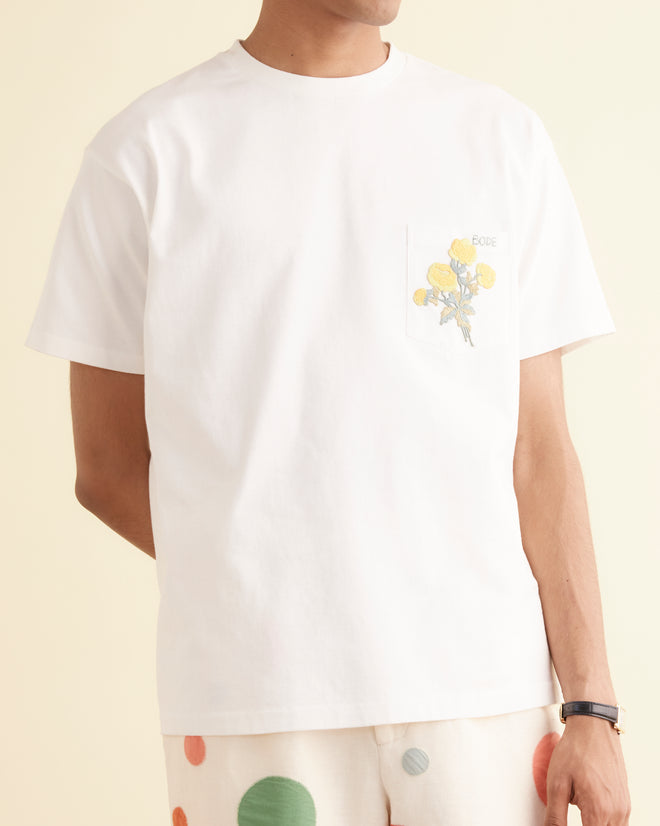 Embroidered Bouquet Pocket Tee MENS CUT AND SEW BODE New York