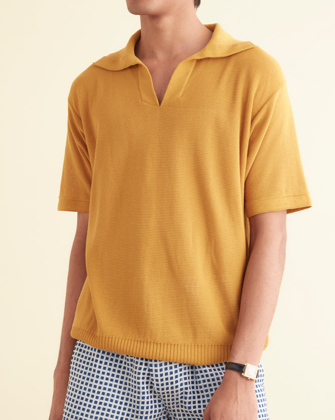Boxy Polo - Mustard MENS KNIT TOPS BODE New York
