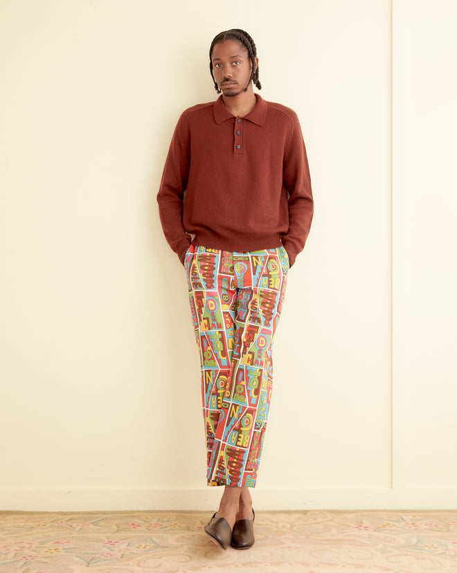Cashmere Polo - Warm Brown MENS KNIT TOPS BODE New York