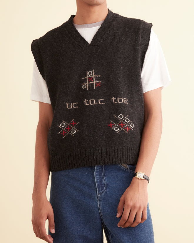 Tic Tac Toe Vest MENS KNIT TOPS BODE New York