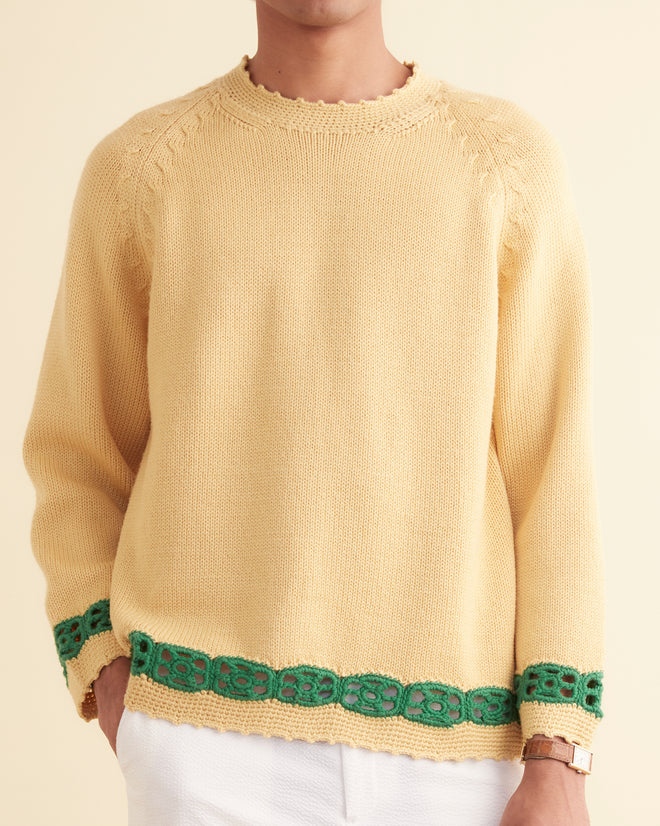 Daisy Garland Sweater - Yellow MENS KNIT TOPS BODE New York