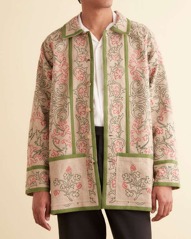Embroidered Trumpetflower Coat MENS OUTERWEAR BODE New York