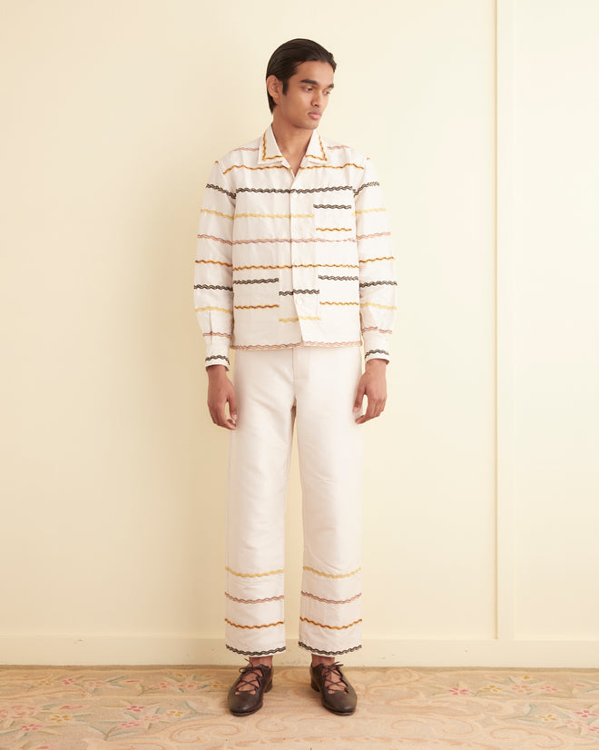 Rickrack Stripe Long Sleeve Shirt MENS SHIRTS BODE New York