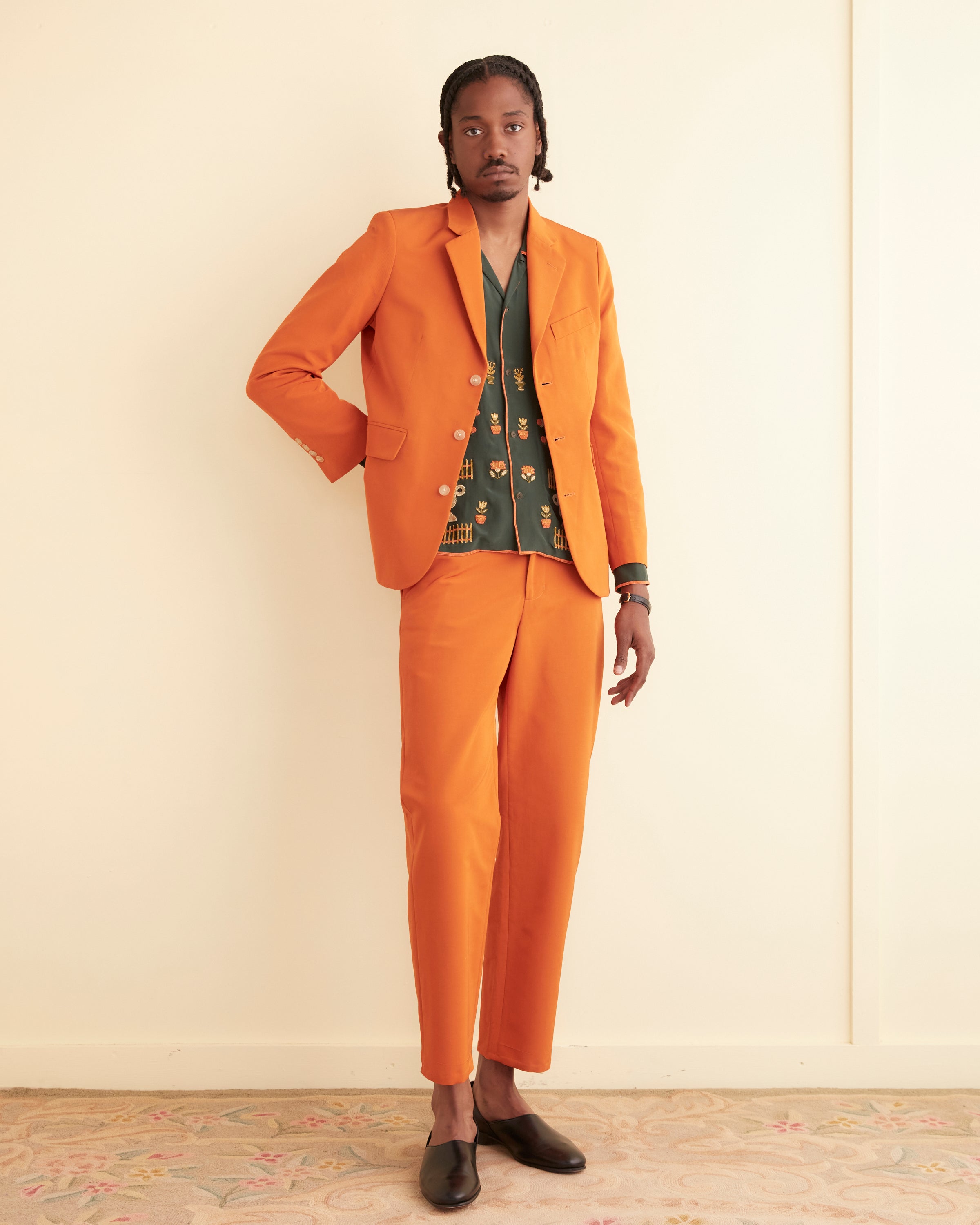 orange dress coat Orange Linen Blend Blazer: Slim Fit Two-Button Tuxedo Jacket