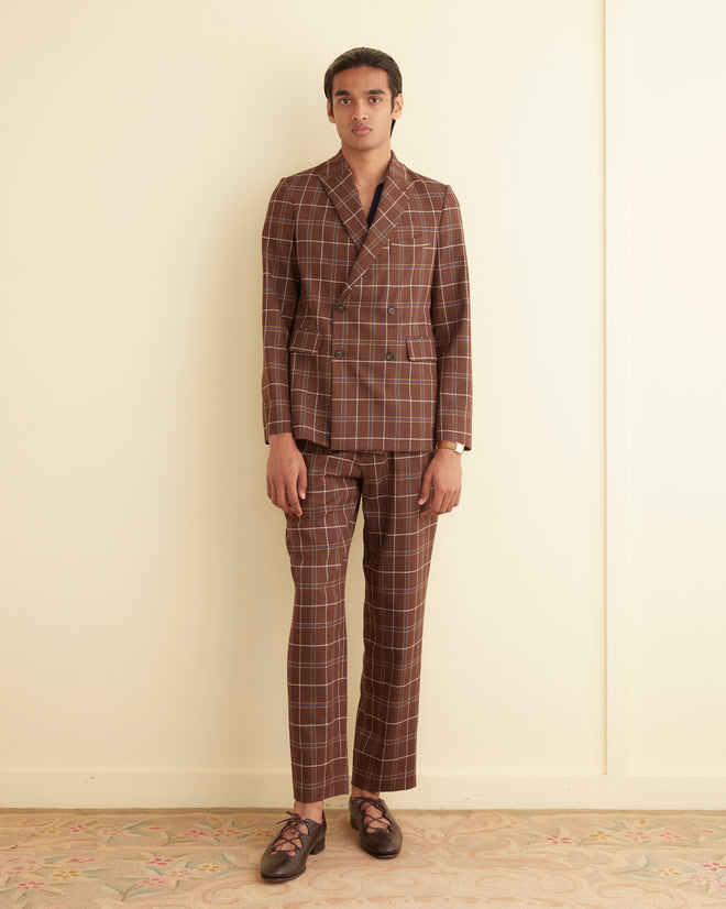 Dunham Plaid Double-Breasted Suit Jacket MENS SUIT JACKETS BODE New York