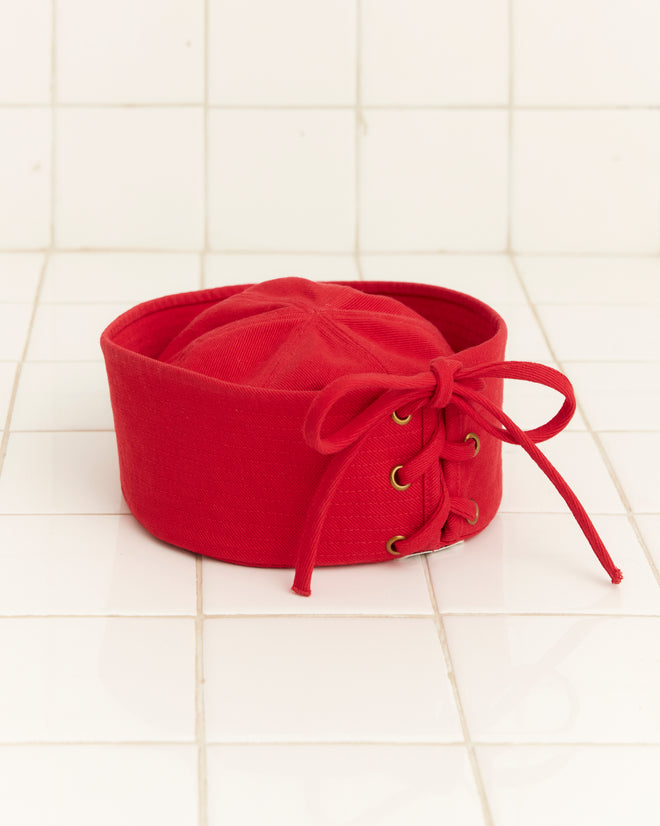 Spring Twill Sailor Cap - Red ACCESSORIES BODE New York