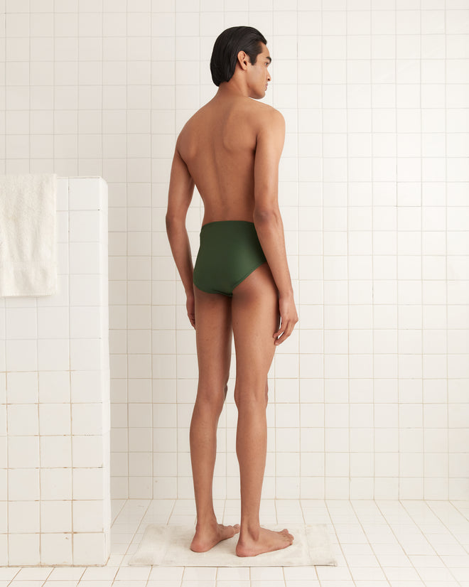 SWIMMING BRIEFS - GREEN MENS CUT AND SEW BODE New York