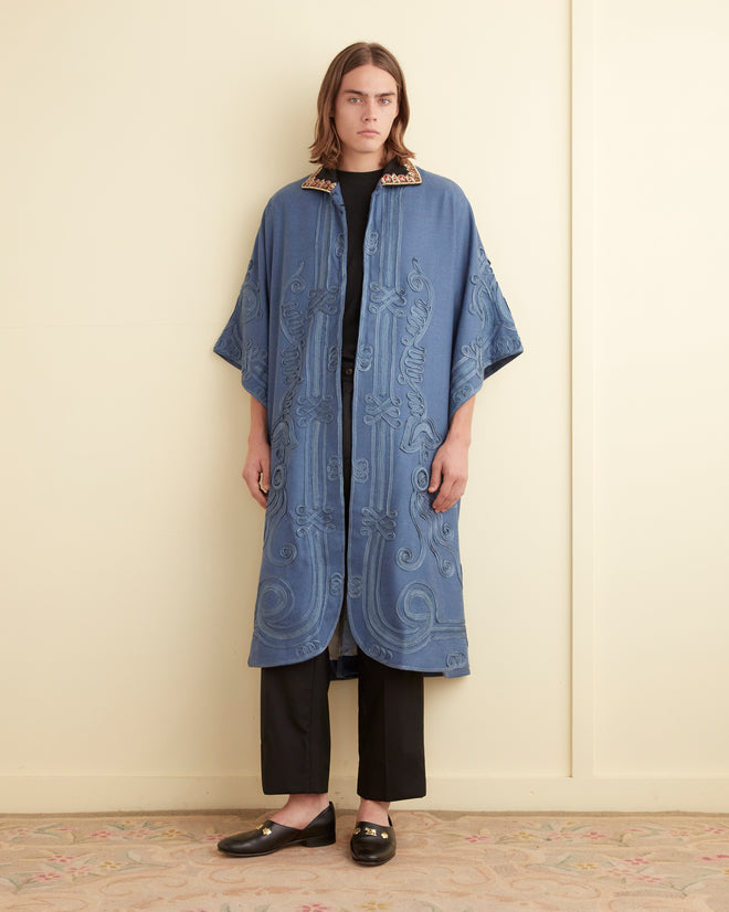 Nobleman Shawl Coat - Periwinkle OUTERWEAR BODE New York