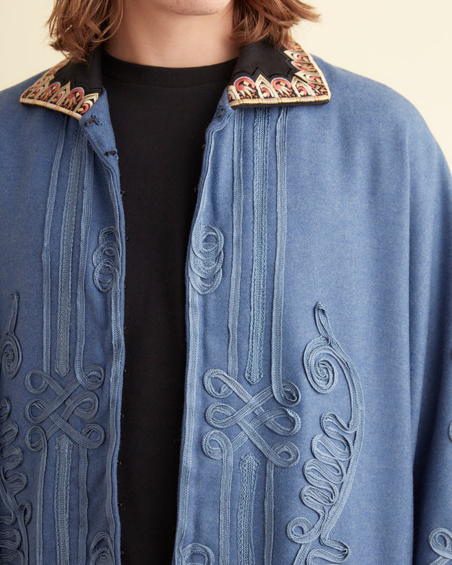 Nobleman Shawl Coat - Periwinkle OUTERWEAR BODE New York