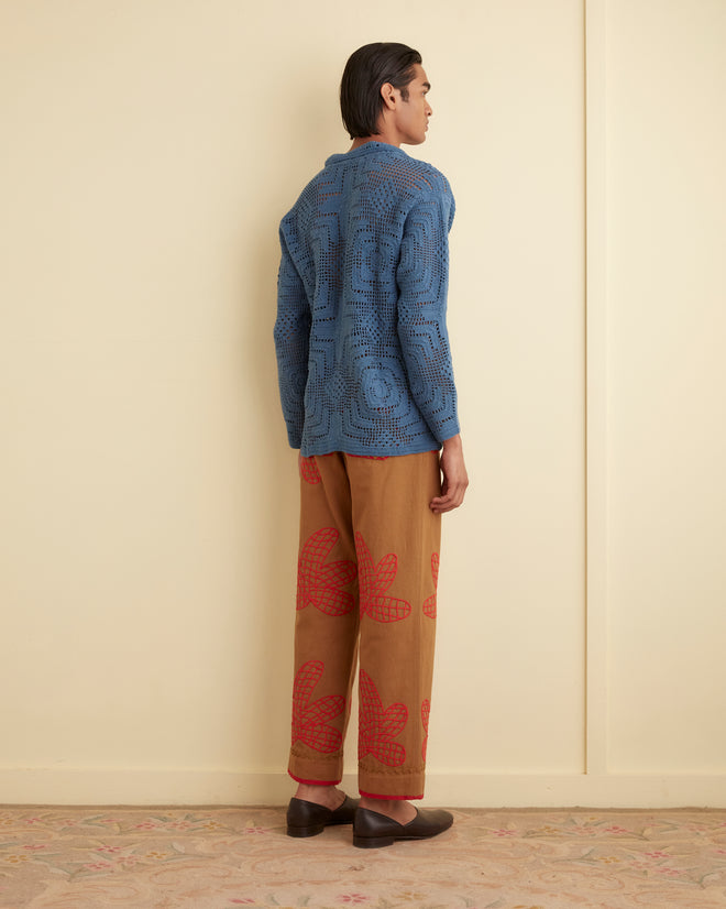 Overdye Crochet Shirt - Petrol KNITWEAR BODE New York