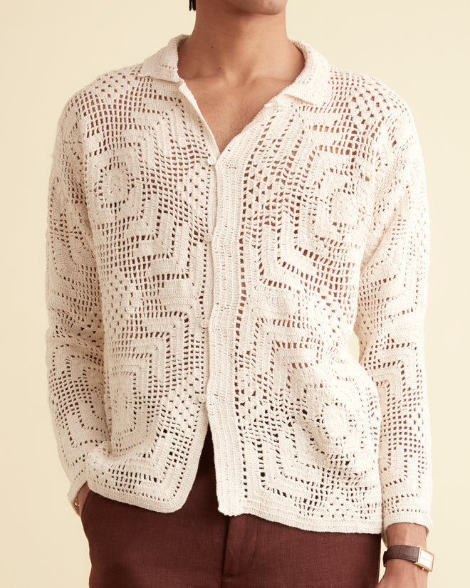 Crochet Shirt - Cream KNITWEAR BODE New York