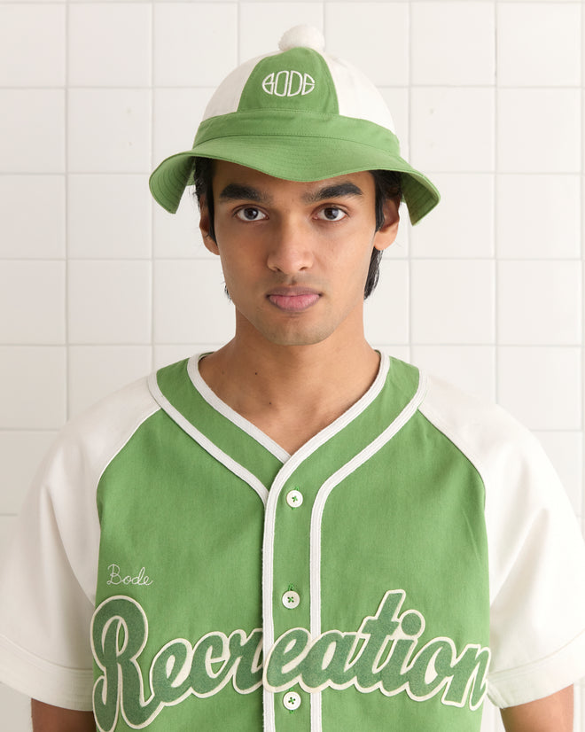 Paneled Grandfather Hat - Green/White ACCESSORIES BODE New York