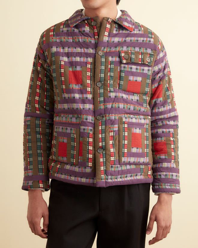 Plaid Log Cabin Quilt Jacket OUTERWEAR BODE New York