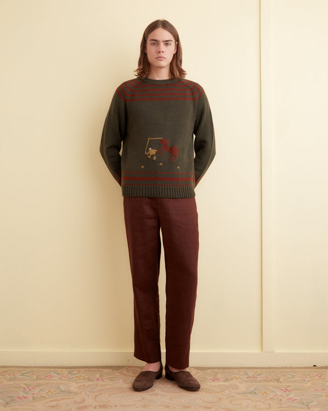 Pony Lasso Sweater - Green Multi KNITWEAR BODE New York