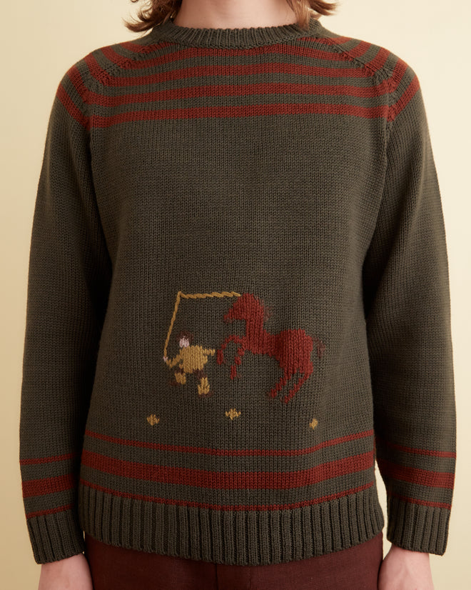 Pony Lasso Sweater - Green Multi KNITWEAR BODE New York