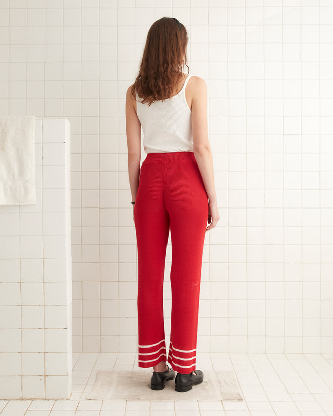 Quincy Stripe Joggers - Red WOMENS KNIT BOTTOMS BODE New York