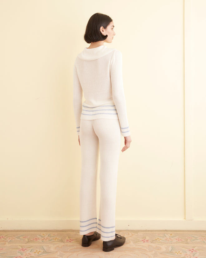 Quincy Stripe Joggers - Cream WOMENS KNIT BOTTOMS BODE New York