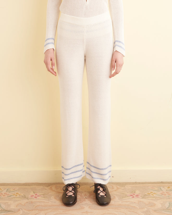 Quincy Stripe Joggers - Cream WOMENS KNIT BOTTOMS BODE New York