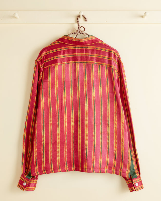 Red Mashru Stripe Shirt - S/M