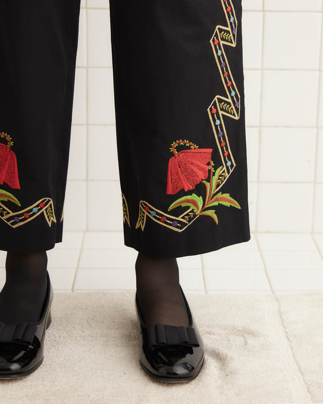 Ribboned Hollyhock Trousers WOMENS TROUSERS BODE New York