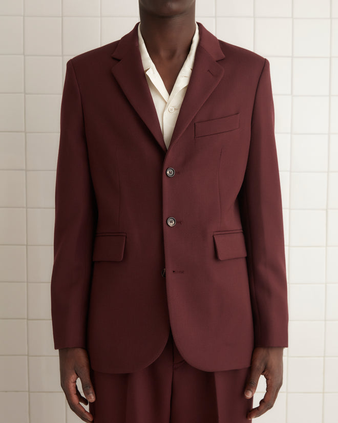 Riding Twill Suit Jacket - Burgundy MENS SUIT JACKETS BODE New York