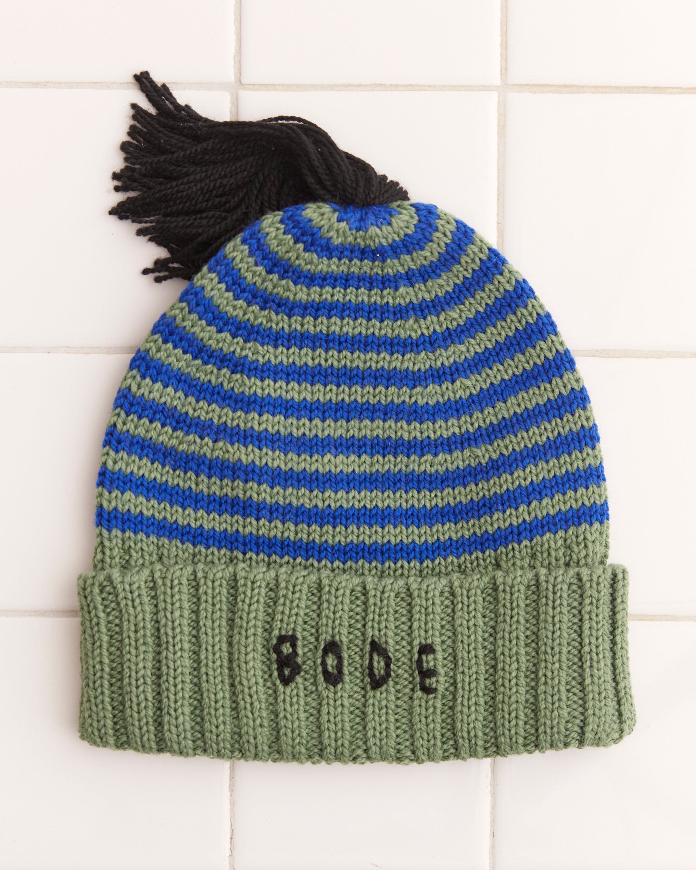 RollUp Tassel Beanie Green BODE
