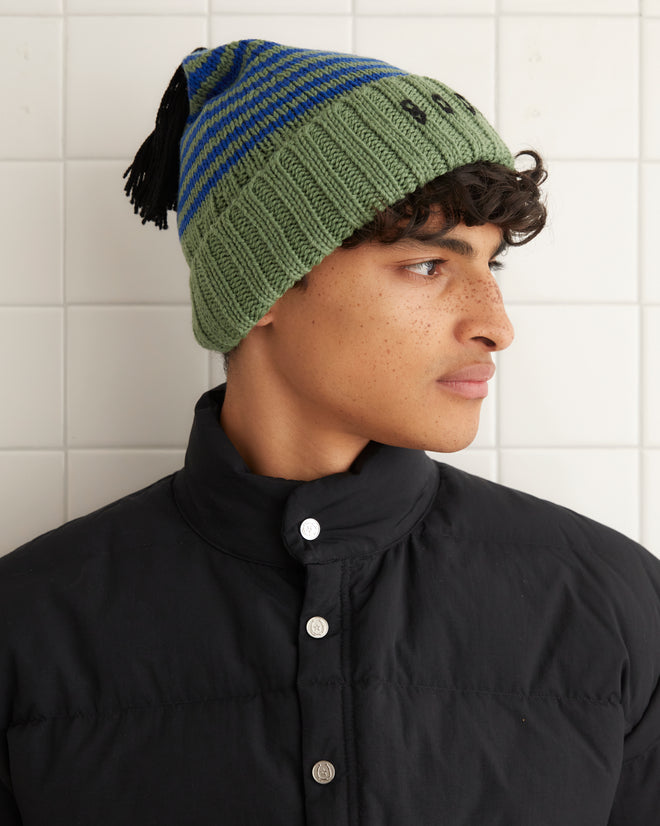 Roll-Up Tassel Beanie - Green HATS BODE New York