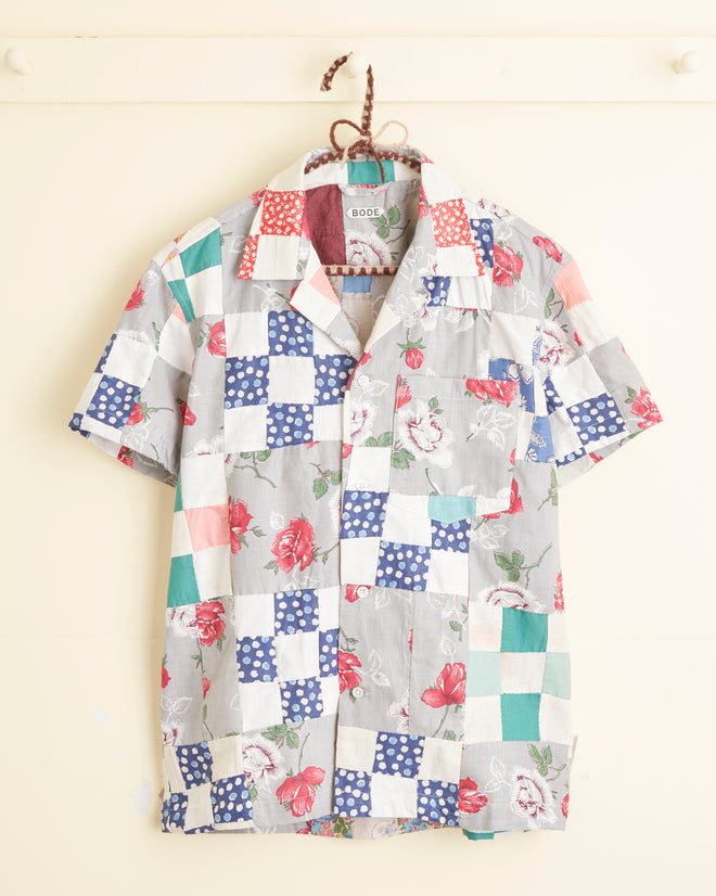 Rose Checkerboard Short Sleeve Shirt OOAK SHIRT BODE New York