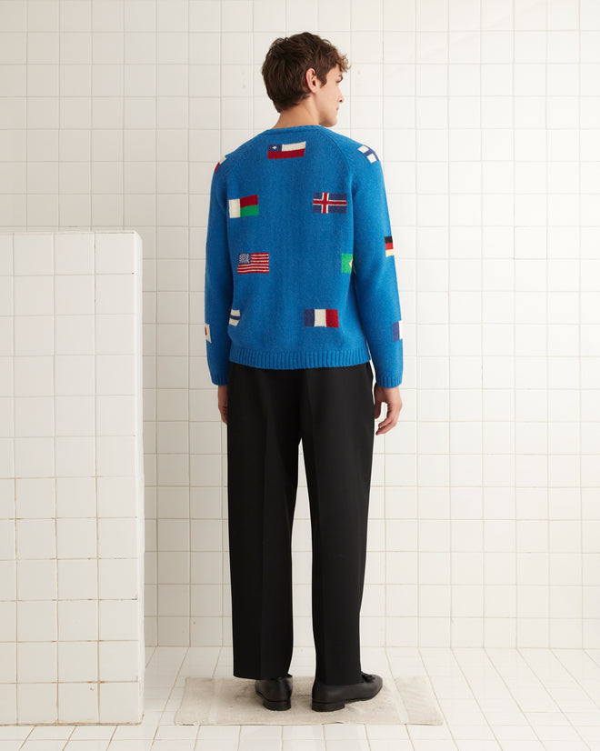 Round-the-World Cardigan - Blue MENS KNIT TOPS BODE New York