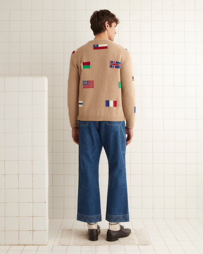 Round-the-World Cardigan - Tan MENS KNIT TOPS BODE New York