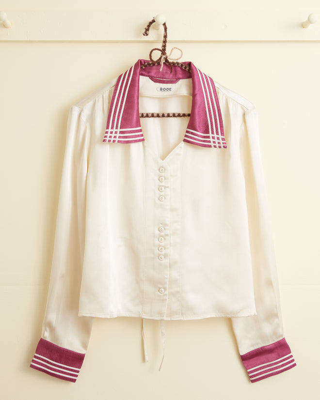 Satin Crosshatch Shirt WOMENS SHIRTS BODE New York