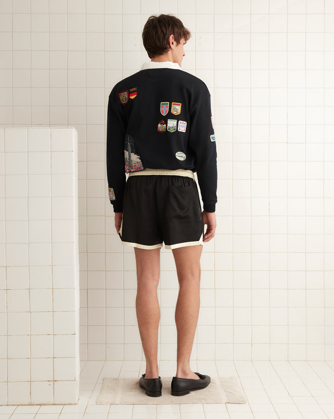 Satin Gym Shorts - Black MENS SHORTS BODE New York