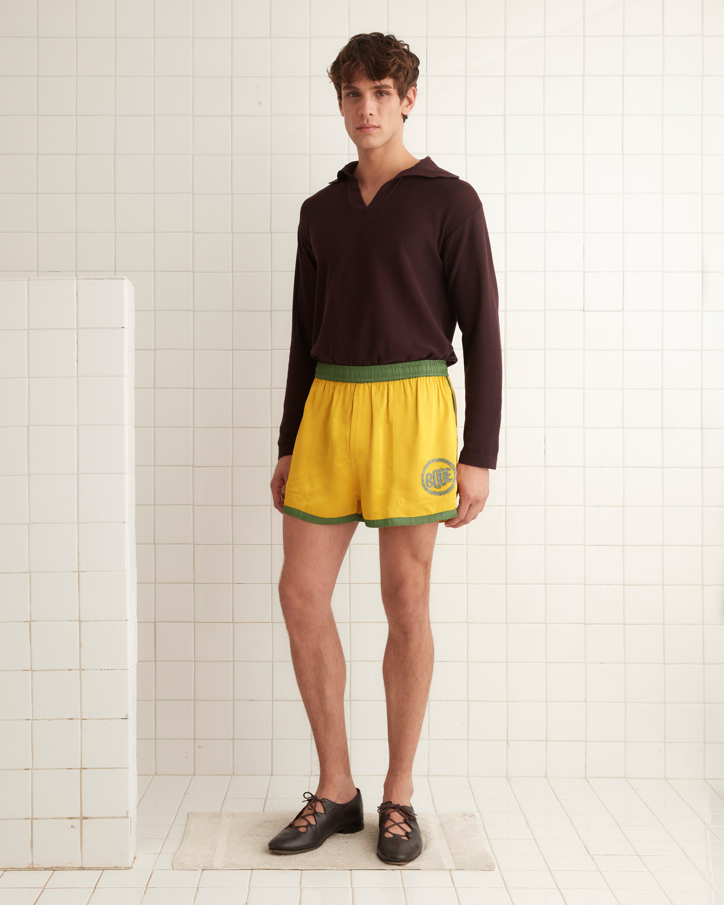 Satin Gym Shorts Yellow - Main Image