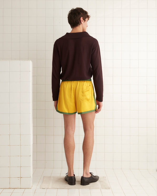 Satin Gym Shorts - Yellow MENS SHORTS BODE New York
