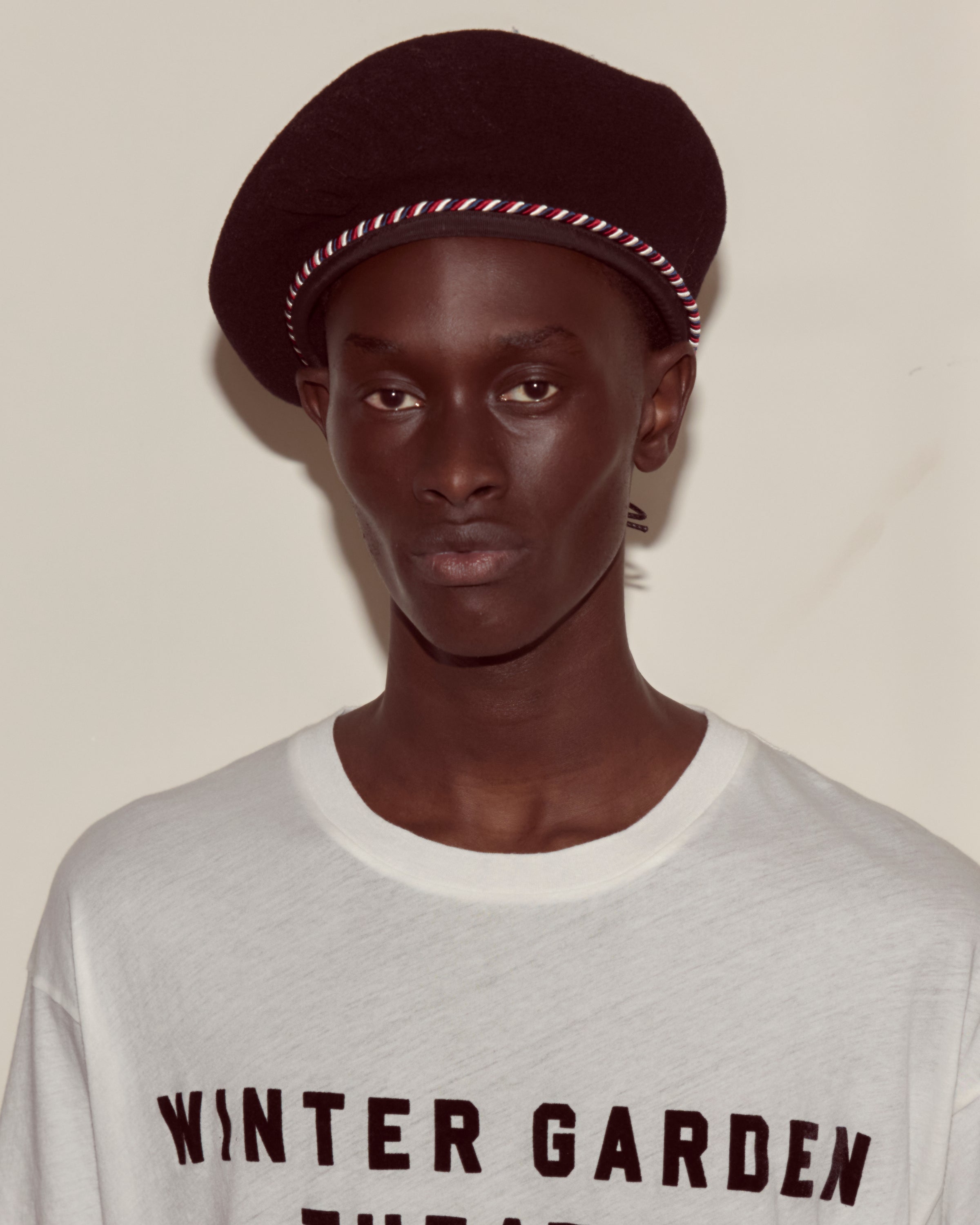 Script Beret Black with Red/Blue Piping – BODE - Main Image