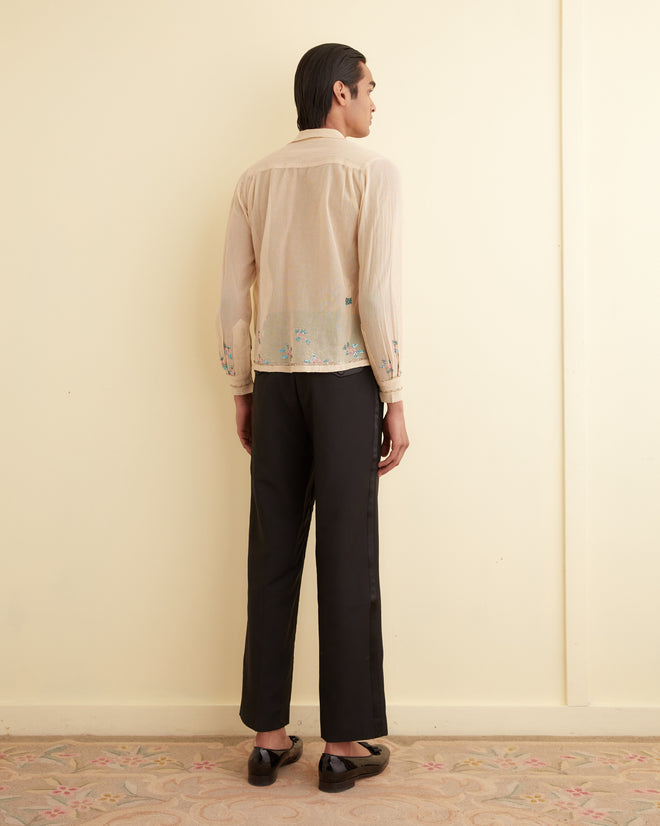 Sequined Floral Net Long Sleeve Shirt SHIRT BODE New York