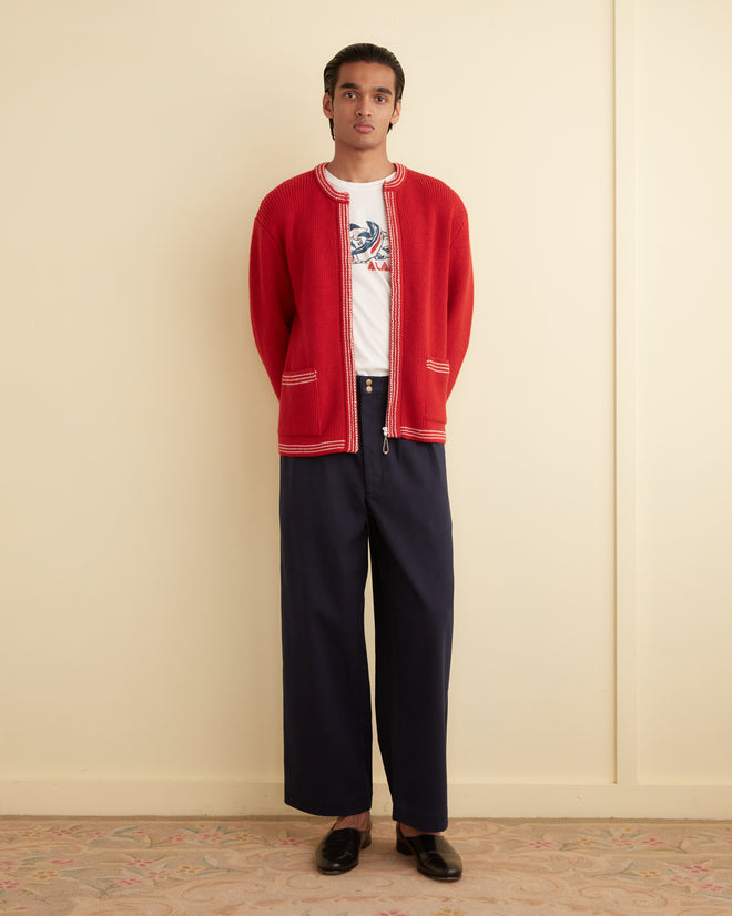 Shaker Stitch Cardigan - Red KNITWEAR BODE New York
