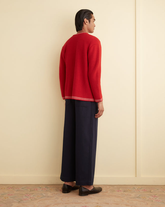Shaker Stitch Cardigan - Red KNITWEAR BODE New York