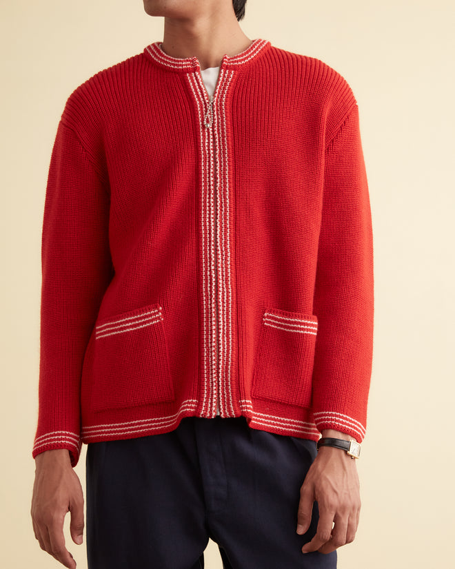 Shaker Stitch Cardigan - Red KNITWEAR BODE New York
