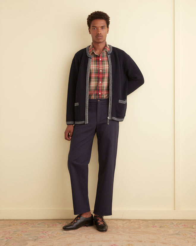 Shaker Stitch Cardigan - Navy KNITWEAR BODE New York