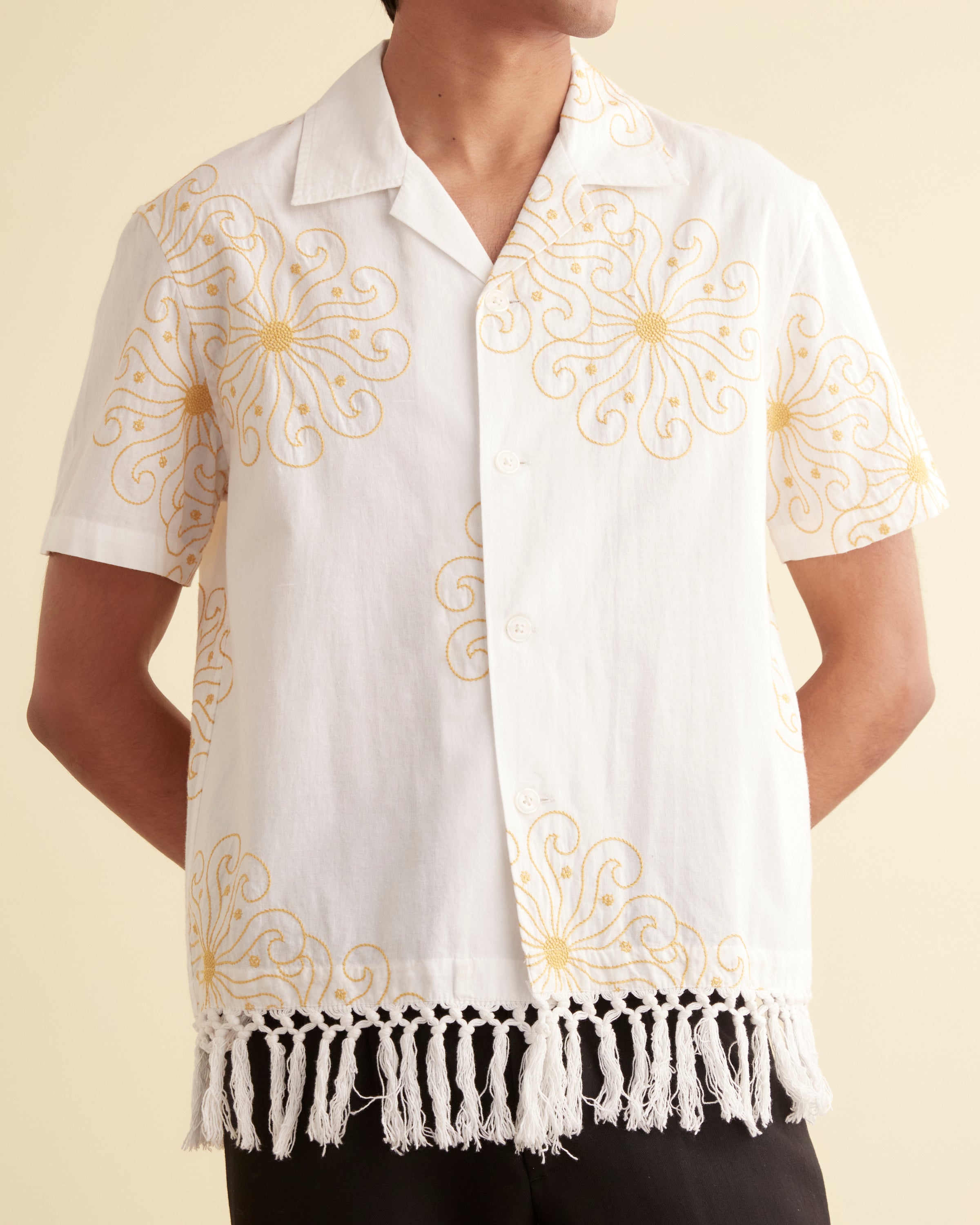 Soleil Fringe Short Sleeve Shirt – BODE