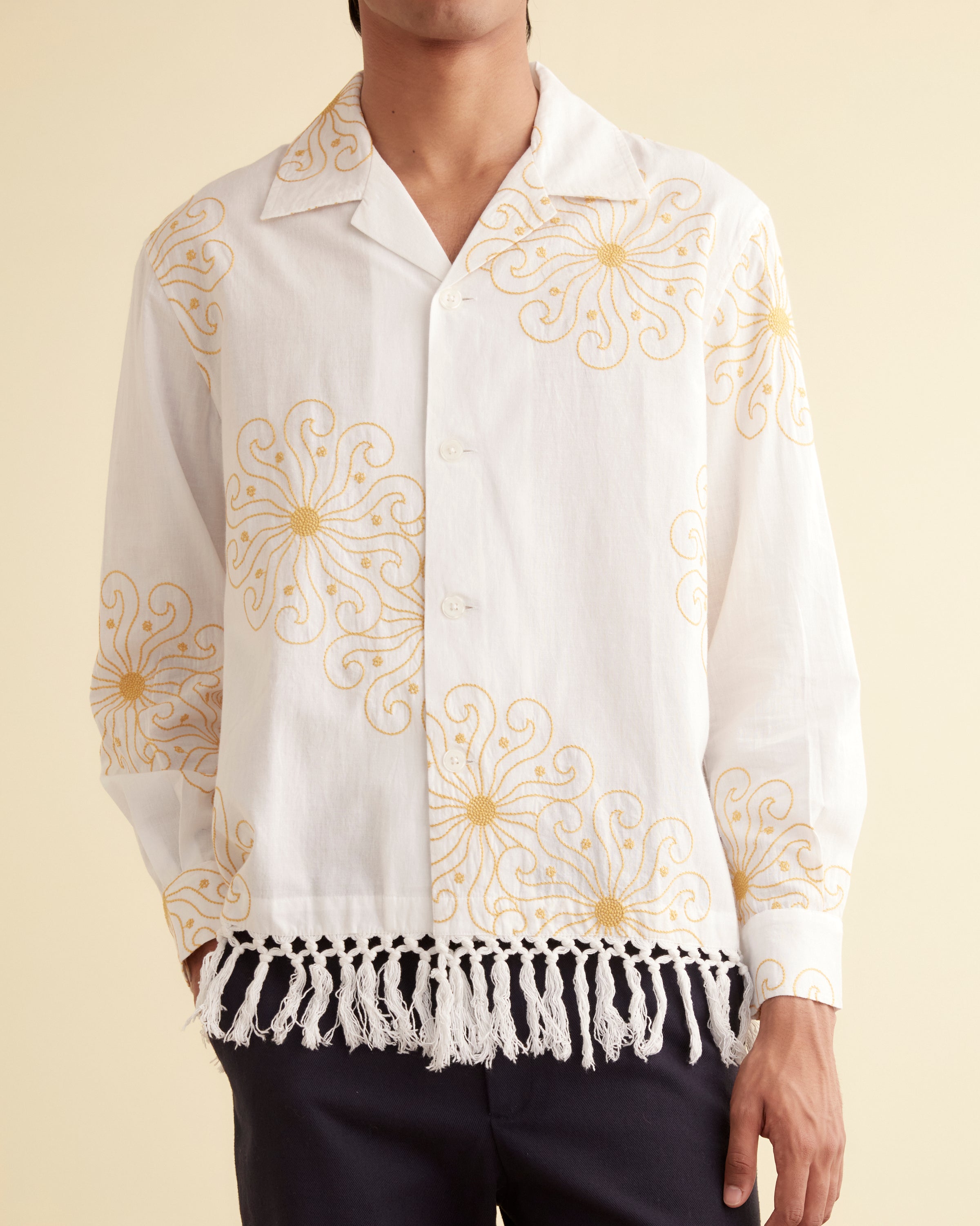 Soleil Fringe Long Sleeve Shirt – BODE