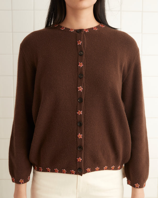 Starflower Beaded Cardigan - Brown KNITWEAR BODE New York