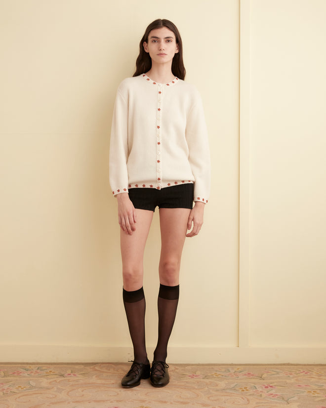 Starflower Beaded Cardigan - Cream KNITWEAR BODE New York