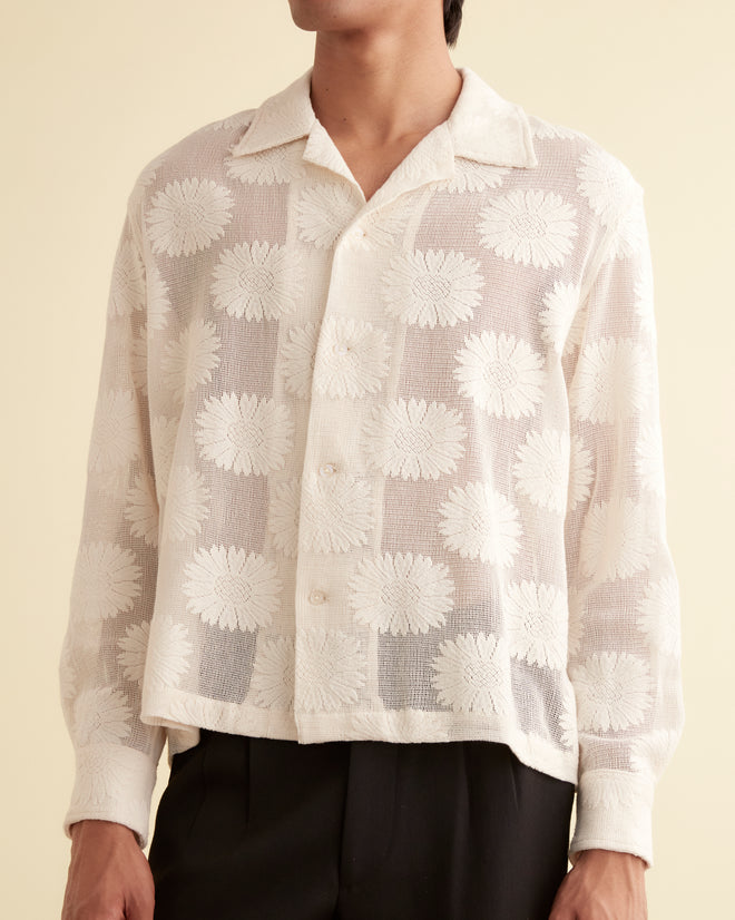 Sunflower Lace Long Sleeve Shirt - Ecru SHIRT BODE New York