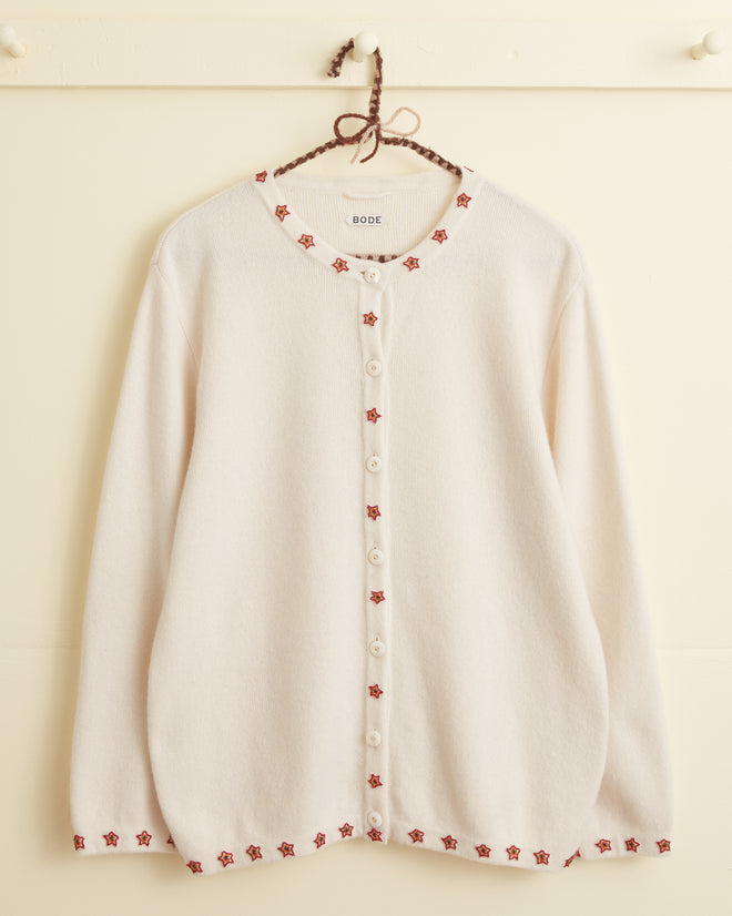 Starflower Beaded Cardigan - Cream KNITWEAR BODE New York